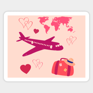 To travel is to live pink plane pink map Magnet